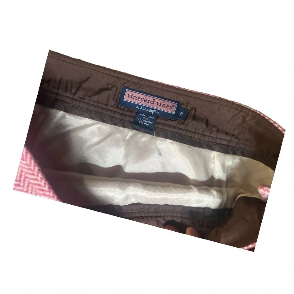 Vineyard Vines Pink Herringbone Wool Skirt Short Button Closure 8 - Picture 4 of 5